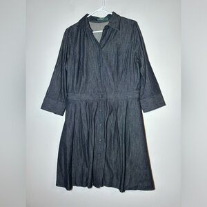 Lauren Ralph Lauren denim preppy pleated dress size 14